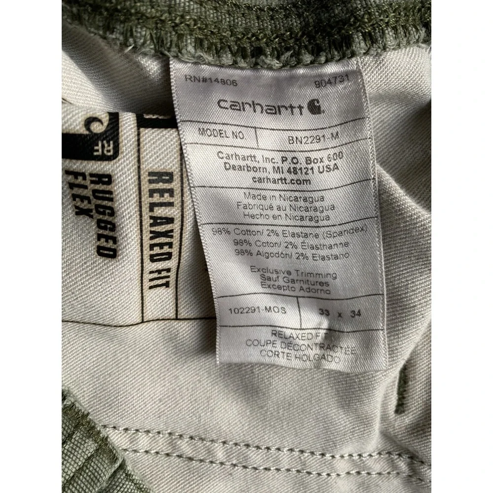 CARHARTT Distressed Streetwear Skate Relaxed Work Worn Pants, Grail, 33x34 Moss